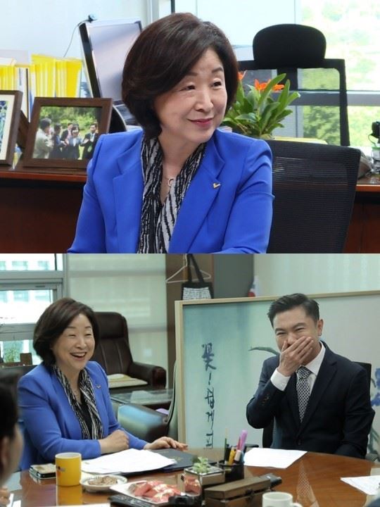 임원희가 영화 속 배역인 보좌관을 연기하기 위해 심상정 의원실을 찾았다. (사진=SBS)